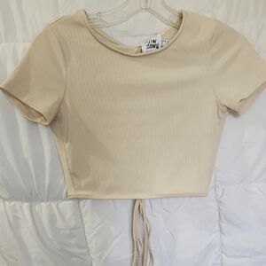 Princess Polly Tan Tie Front Crop Top